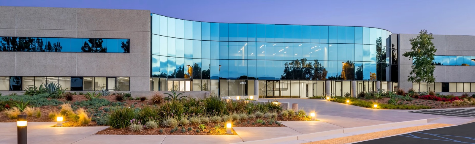 Building exterior at dusk